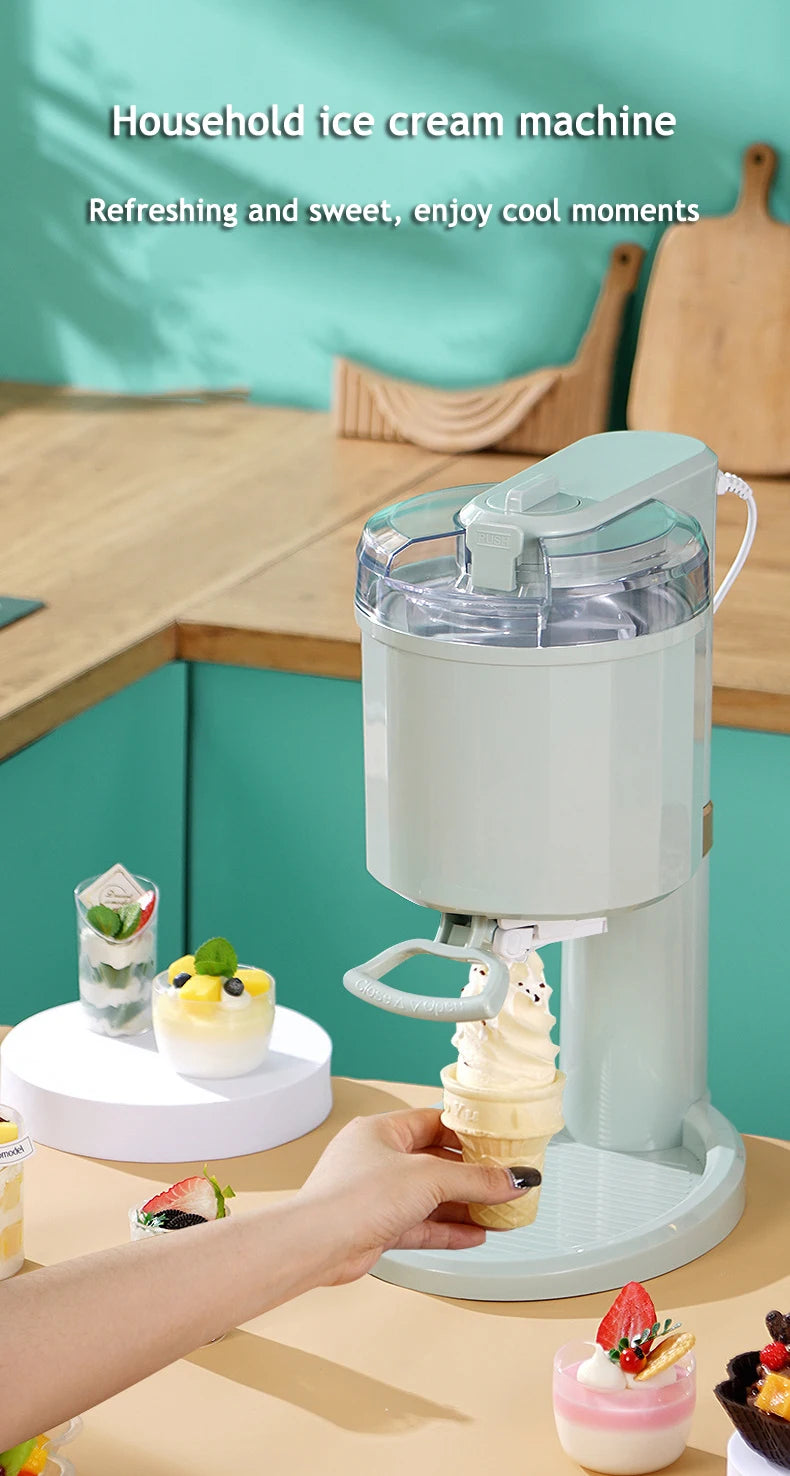 Household Electric Ice Cream Machine Automatic Ice-cream Cone Smoothie DIY Frozen Fruit Slush Icecream Sundae Making Machine EU
